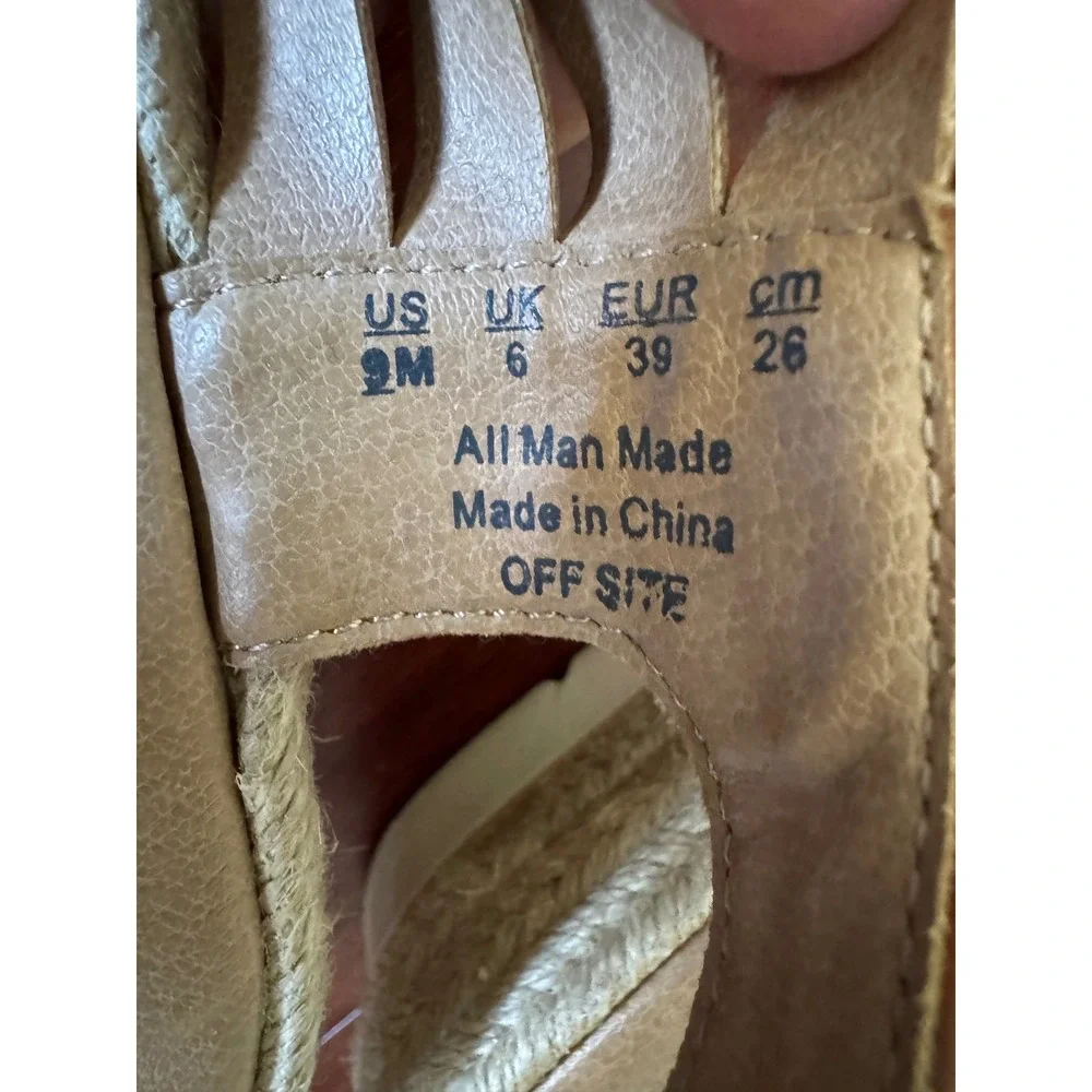 Dr. Scholls Off Site Womens 9M Brown Strappy Espadrille Platform Wedge Sandals